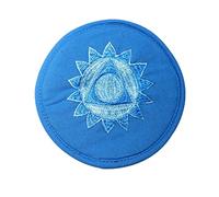 Set di campane tibetane per campane tibetane, puramente fatte a mano, in cristallo, tappetino in tessuto per campane tibetane per yoga, meditazione e guarigione del suono (blu chiaro, 10 cm)