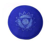 Set di campane tibetane per campane tibetane, puramente fatte a mano, in cristallo, tappetino in tessuto per campane tibetane per yoga, meditazione e guarigione del suono (blu scuro, 20 cm)