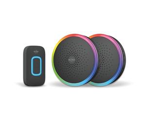 Set di campanelli senza fili ELRO DB5000 - LED multicolore - Ricevitore a batteria 2x - Portata 300M - Impermeabile IP44-61 melodie