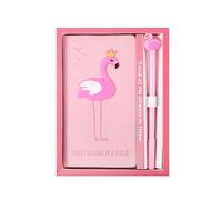 Set di cancelleria 2 in 1 con fenicottero, include 1 taccuino tascabile con copertina rigida e 1 penna regalo per compleanno, Natale, bambini, studio, ufficio, scuola