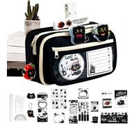 Set di cancelleria - Astuccio per cancelleria con gatto nero, astuccio grande capacità, organizer per penne per bambini, scrittori, amanti degli animali, bambini, adolescenti, adulti, collezionisti