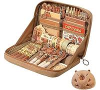 Set di Cancelleria Capibara con 12 Scomparti, Simpatico Astuccio Capybara, Astuccio Multistrato di Grande capacità, Borsa per Trucchi Carina per cancelleria da Ufficio