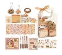 Set di cancelleria Capybara da 105 pezzi con taccuino Capybara Sticky Notes Capybara Cancelleria Regali con Memo Pad Pocket Notebook Adesivi Peluche Portachiavi per Regali di Laurea