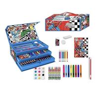 Set di cancelleria colorata Avengers - Kit scuola per bambini con pennarelli, matite colorate e accessori Marvel per disegnare, dipingere e stimolare la creatività dei bambini, Valigetta Avengers