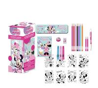 Set di cancelleria colorata scatola Minnie - Astuccio completo per ragazze con matite colorate, pennarelli e accessori scolastici decorati con Minnie Mouse per disegnare, dipingere e imparare, Minnie