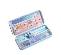 Set di cancelleria da 9 pezzi con gatto carino - Paw Pink con penne, temperamatite, evidenziatore, gomma, nastro correttore, righello e coltello multiuso, ideale per scuola e ufficio, gatto - blu