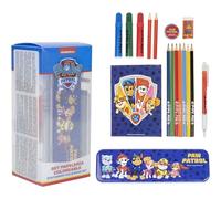 Set di cancelleria e disegni da colorare Paw Patrol in una scatola - Kit per bambini con matite, pennarelli, gomma, temperino e fogli da colorare, ideale come regalo creativo e scolastico.