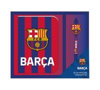 Set di cancelleria FC Barcelona Barça per bambini e ragazze, taglia unica, colore blu navy, taccuino e penna con stemma FCB, licenza ufficiale, ideale per la scuola e come regalo