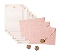 Set di cancelleria in carta da lettere antica con 6 fogli a righe, 3 buste e 3 sigilli adesivi per matrimoni e San Valentino
