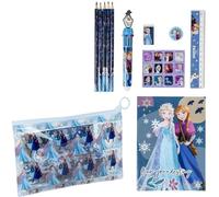 Set di cancelleria ispirato a Frozen - Blu - 22 X 14 X 0,5 cm - Include matite colorate, penna multicolore, righello, astuccio e molto altro - Prodotto originale disegnato in Spagna