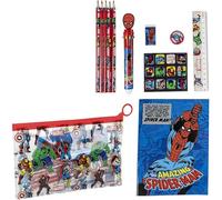 Set di cancelleria ispirato ai Vendicatori - Rosso - 22 X 14 X 0,5 cm - Include matite colorate, penna a sfera multicolore, righello, astuccio per matite e molto altro - Prodotto originale