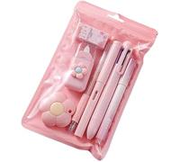 Set di cancelleria Kawaii da 14 pezzi, penne multicolore, nastro correttivo, gomme, rosa Sakura e blu astronauta, 12 x 21,5 cm, kit per regalo di laurea
