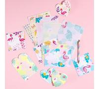Set di cancelleria per bambini Flamingo Teens Summer Penpal Kit Cancelleria per ragazze Lettere Scrittura con buste, biglietti di auguri, adesivi, penna, regalo per ragazze