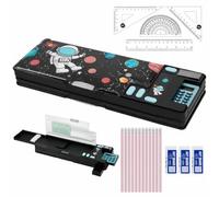 Set di cancelleria per la scuola, 20 pezzi, con astuccio multifunzione pop-up, gomme 4B, righelli, matite HB, set di cancelleria essenziale per studenti che tornano a scuola, Nero , Astronauta