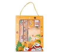 Set di cancelleria per la scuola di Natale, bomboniera natalizia fissa - Set di 6 set di cancelleria natalizia sicura,per la scuola di Natale, forniture di festive alla in più colori per i