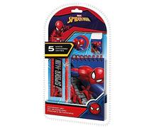 Set di cancelleria per la scuola di Spiderman, 5 pezzi, per bambini, quaderno A5, gomma, matita, righello, temperamatite, regali Marvel per ragazzi dai 3 anni in su