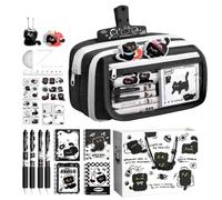 Set di cancelleria per la scuola, simpatico motivo gatto, trasparente | Materiale scolastico per studenti, bambini, ragazze, adolescenti, scuola, lavoro, scuola materna