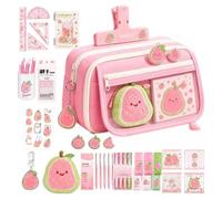 Set di Cancelleria per Ragazze Astuccio Portapenne Con 9 Scomparti E 50 | Kit Cancelleria Guava Per Studenti, Studio, Presa Di Appunti, Scrittura, Università, Aula Scolastica