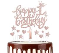 Set di candele oro rosa per 1° compleanno, decorazioni per 1° compleanno da ragazze, numero 1 candele oro rosa per torta, decorazioni personalizzate per torte con stella per ragazze e donne