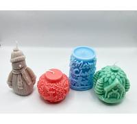 Set di candele profumate natalizie, 4 candele natalizie fatte a mano in cera di palma, fragranze invernali di mela e cannella, pino e cedro, regalo di Natale decorativo