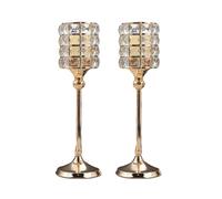 Set Di Candelieri, Lussuosi Portacandele Decorativi In Cristallo for La Casa, Matrimoni, Feste, Soggiorno E Sala Da Pranzo, Ornamento Artistico, 2 Pezzi(Gold,11x26.5 CM)