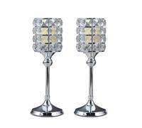 Set Di Candelieri, Lussuosi Portacandele Decorativi In Cristallo for La Casa, Matrimoni, Feste, Soggiorno E Sala Da Pranzo, Ornamento Artistico, 2 Pezzi(Silver,11x36.5 CM)