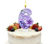 Set di candeline con numeri di compleanno - Decorazioni per torte con paillettes, per feste dal design floreale, Numeri decorativi ṕer topper p̀er torta Elegante finitura scintillante, Set ďi