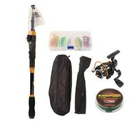 Set di canna da pesca telescopica con mulinello rotante AE3000 | Kit completo di attrezzatura da pesca con esche telescopiche, mulinello e ganci per la pesca d'acqua dolce in acqua salata
