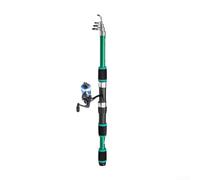 Set di canna da pesca telescopica portatile, con mulinello e ingranaggio, per gabbie per carpe, pesca con amo, struttura in fibra di carbonio (set verde)