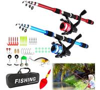 Set di canne da pesca per bambini, canne da pesca telescopiche, 180 cm, canna da pesca telescopica, canna da pesca e mulinello con esche per lenza, borsa per bambini e viaggi