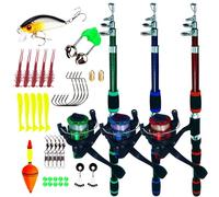 Set di canne telescopiche da 1,8 m - Massimizza il divertimento della , combo mulinello, kit completo di hardware, opzione esca a coda saltata, set portatile da uomo