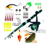 Set di canne telescopiche da 1,8 m - Massimizza il divertimento della , combo mulinello, kit completo di hardware, opzione esca a coda saltata, set portatile da uomo