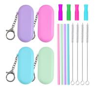 Set Di Cannucce Da 4 Pezzi, 4 Coperture Protettive Per Cannucce, Cannucce In Scatola, Cannucce Pieghevoli, Cannucce Portatili, Set Di Cannucce