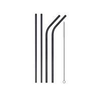 Set di cannucce in acciaio inossidabile Cannucce riutilizzabili da 4/8 pezzi in acciaio inossidabile 304 con spazzola for pulizia(Black A)