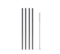 Set di cannucce in acciaio inossidabile Cannucce riutilizzabili da 4/8 pezzi in acciaio inossidabile 304 con spazzola for pulizia(Black C)