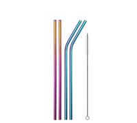 Set di cannucce in acciaio inossidabile Cannucce riutilizzabili da 4/8 pezzi in acciaio inossidabile 304 con spazzola for pulizia(Colorful A)