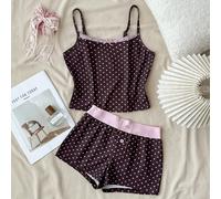 Set di canottiera bianca con bordo in pizzo e pantaloncini super corti con fiocco, coordinato per ragazze adolescenti adatto per la primavera/estate, ideale per San Valentino, casa, stile "clean girl"
