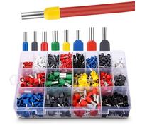 Set di Capicorda Elettrici da 1200 Pezzi, Contenente Terminali Elettrici Singola da 0,3~16 mm² e Puntalini Doppi da 0,5~6 mm², Puntalini Elettrici a Crimpare per Prodotti Elettronici Fai Da Te