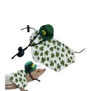 Set di cappelli da lucertola per animali domestici, trasformazione - Irish Festival Clover modello - Drago rettile criceto leopardo da cosplay abbigliamento lucertola e cappelli per animali