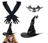 Set di cappelli da strega a tesa larga per travestimenti di Halloween