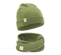 Set di cappelli e sciarpe Bubalove per ragazzi, ragazze, neonati, taglie 0mc a 12 anni+, molti colori, set primavera autunno, cappelli di cotone, cuciti a mano, Oliva, 6.375