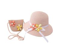 Set di cappelli estivi a tesa larga da sole e da spiaggia con borsa a tracolla Set per ragazze bambini cappelli da pioggia per bambini, rosa, Taglia unica