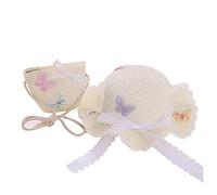 Set di cappello da sole e mini borsa a tracolla, cappello di paglia estivo da spiaggia e mini borsa, cappello di paglia con fiori, traspirante, per bambini, ragazze, vacanze, attività all'aperto e