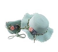 Set di cappello da sole e mini borsa a tracolla, cappello di paglia estivo da spiaggia e mini borsa, cappello di paglia con fiori, traspirante, per bambini, ragazze, vacanze, attività all'aperto e