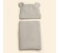 Set di cappello e coperta avvolgente per neonati, con design a orecchie di cartone animato, coperta d'amore per San Valentino Tagli UnicaRitrattoTessuto