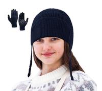 Set di Cappello e Guanti da Donna, Caldo e Confortevole, alla, Cappello Invernale Lavorato a Maglia, per Il Freddo, pendolarismo, Viaggi, Famiglia, Amici, Madre Fidanzata, Blu violaceo, Refer to