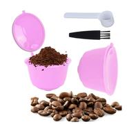 Set di capsule riutilizzabili in acciaio inox con filtro da caffè ricaricabili per macchina da caffè Dolce Gusto (viola, 3 capsule, 1 cucchiaio, 1 pennello)