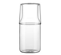 Set di caraffa da comodino con bicchiere in vetro per comodino, bottiglia in vetro per bagno, brocca d'acqua fredda con set di tazze, 500 ml (trasparente)