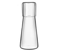 Set di caraffa da comodino trasparente con bicchiere in vetro per camera da letto collutorio con tazza per il bagno grande capacità in vetro succo di frutta caraffa per tè caraffe con tazza (850 ml)