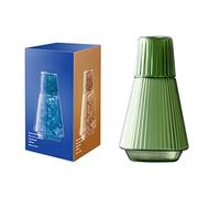 Set di Caraffa e Bicchiere per Acqua da Comodino Vintage da 34 Once, Caraffa per Acqua da Notte Classica da Comodino in Vetro a Strisce con Bicchiere in Vetro, Brocca per Acqua in Vetro(Verde)
